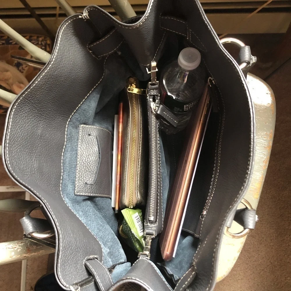 Luxury LAURENT EFFEL GREY LEATHER SATCHEL (FRANCE)